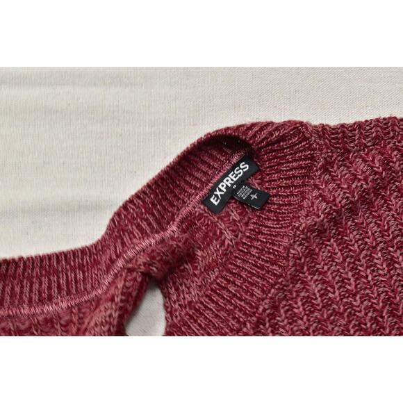 Express Women's Size XS Split Hem Crewneck Pullover Sweater Maroon Red - Picture 6 of 8